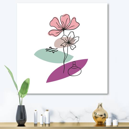 Designart - Elementary Shapes With Abstract Flowers Plants IV